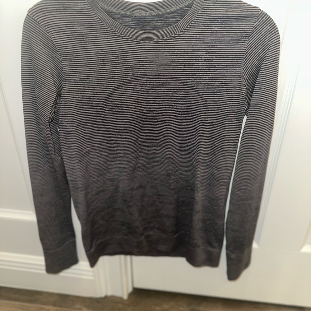 Lululemon Athletica Striped Long Sleeve Tee - Black and White